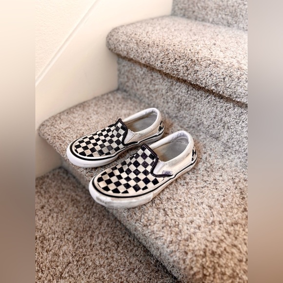 Vans Kids Black and White Checkered Slip-On Sneakers - Picture 1 of 4